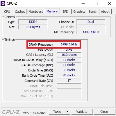 CPU-Z DRAM Frequency