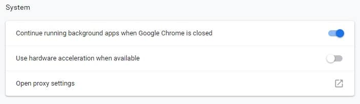 Turning hardware acceleration off in Google Chrome