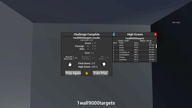 Kovaak's FPS Aim Trainer 1wall9000targets high scores