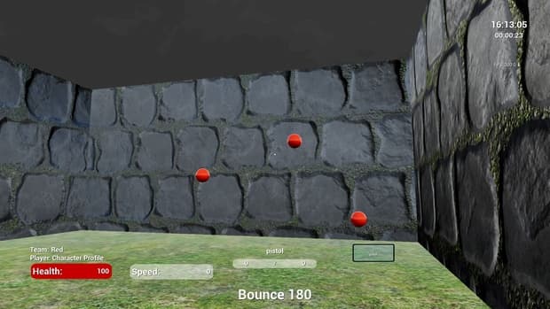 Kovaak's FPS Aim Trainer Bounce 180 cobblestone walls and grass floor